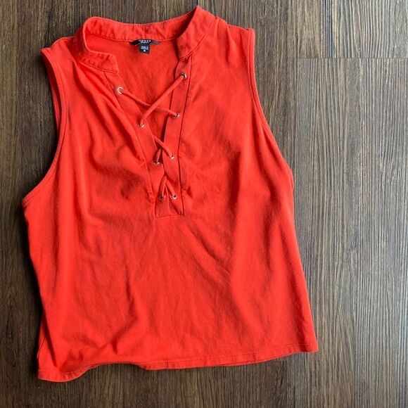 Guess Orange Sleeveless Criss Cross Crop Top Size Medium - Picture 1 of 5